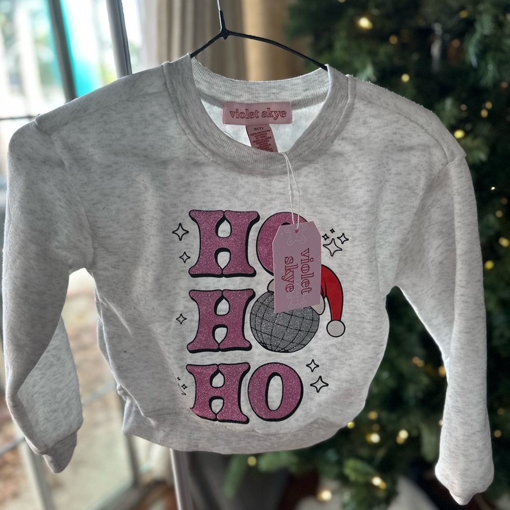 Violet Skye Gray 'Ho Ho Ho' Kids Sweatshirt